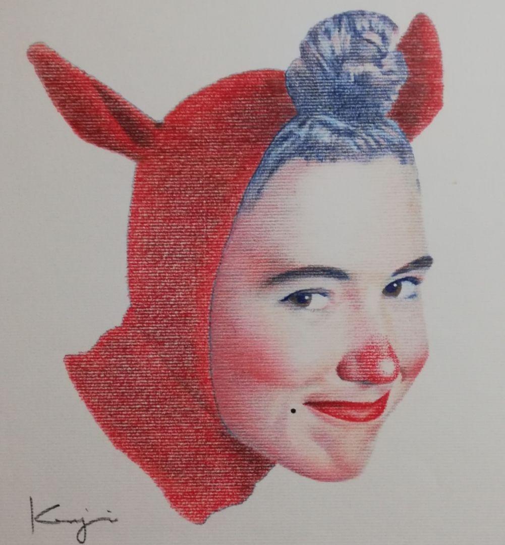 色鉛筆画 イラストレーション原画「真っ赤なお鼻の・・・・」