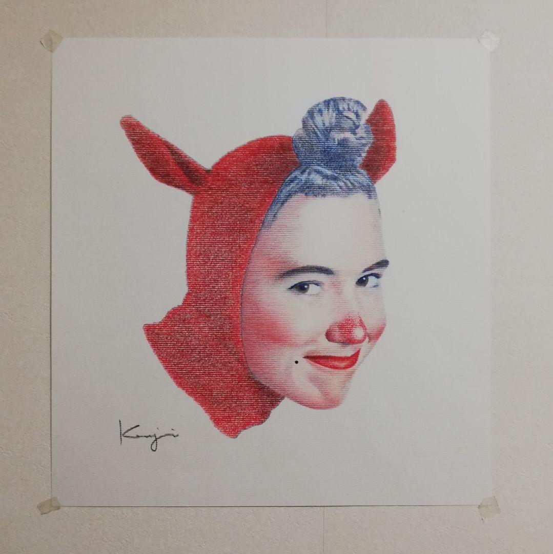 色鉛筆画 イラストレーション原画「真っ赤なお鼻の・・・・」