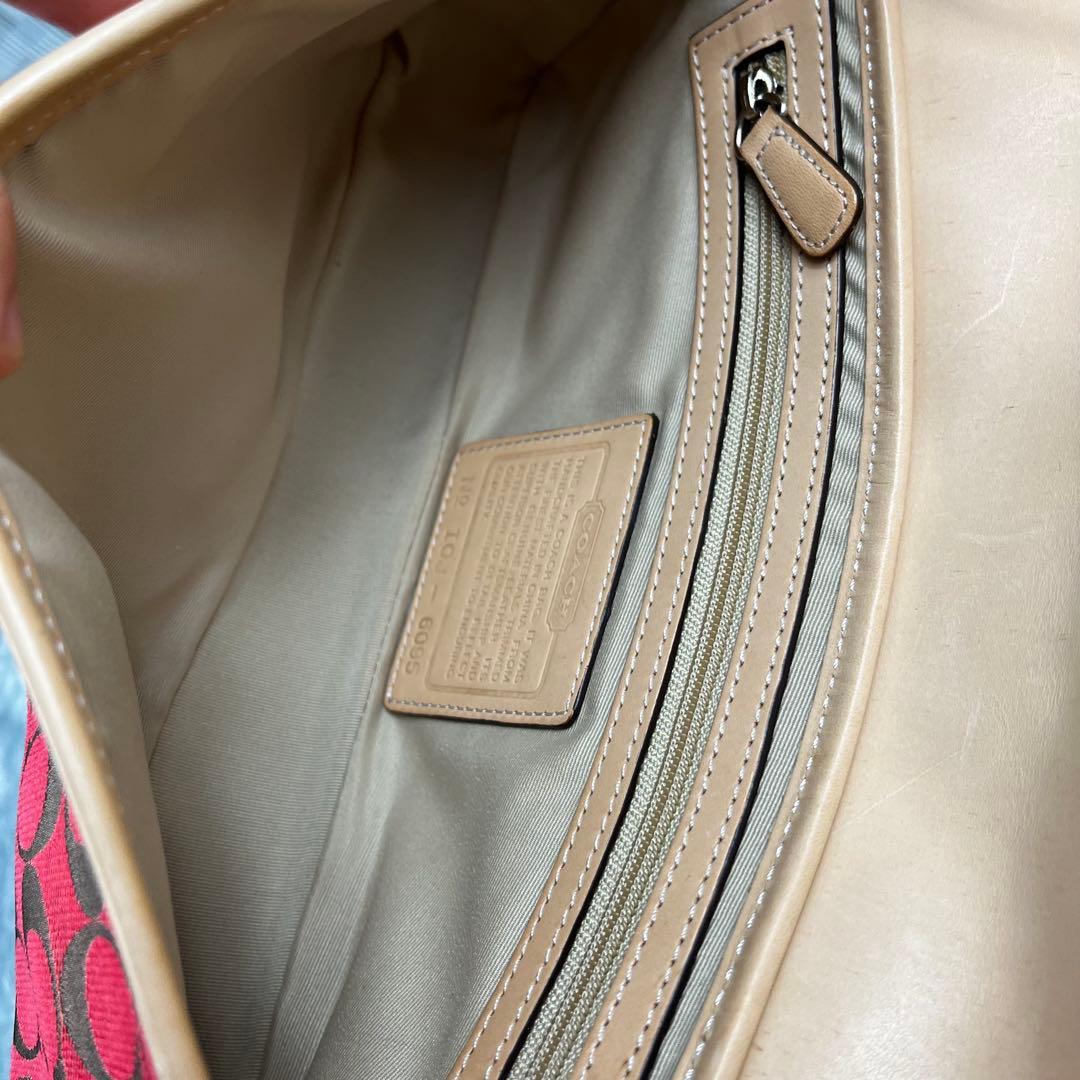 バッグ Coach Signature Clip Flap Red Bag