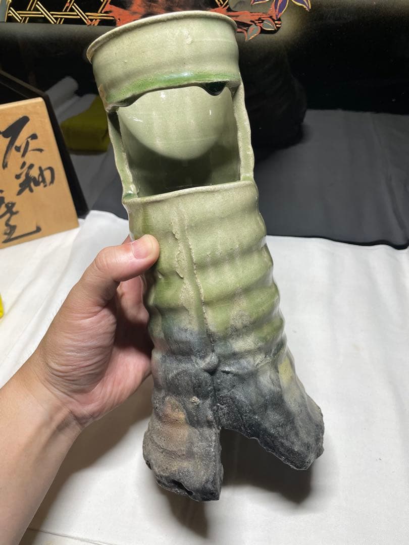 美濃焼。名作家。山田 正和。花器。超美品。舊家蔵出し。茶道具。華道具。