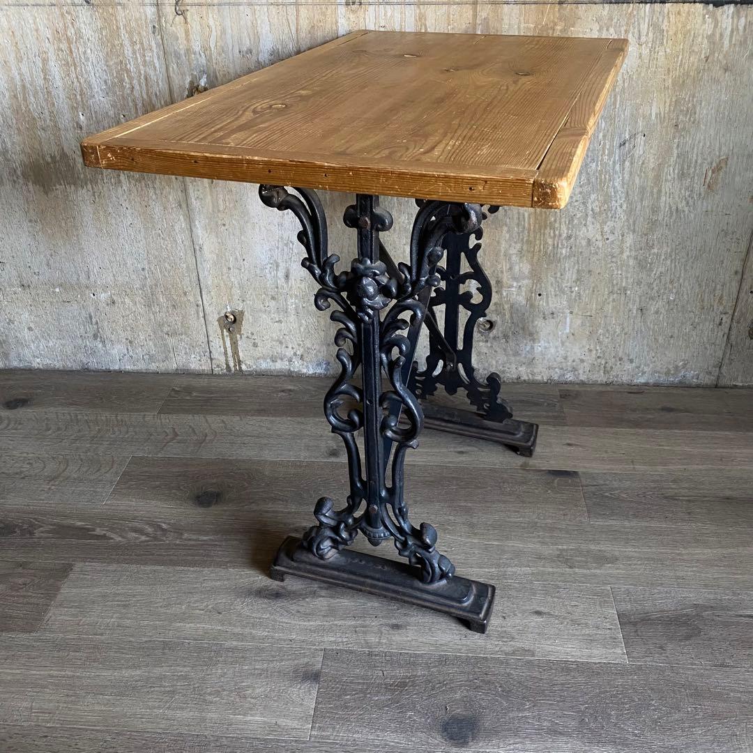 フランスヴィンテージ 鉄脚×古材 アンティークテーブル カフェテーブル