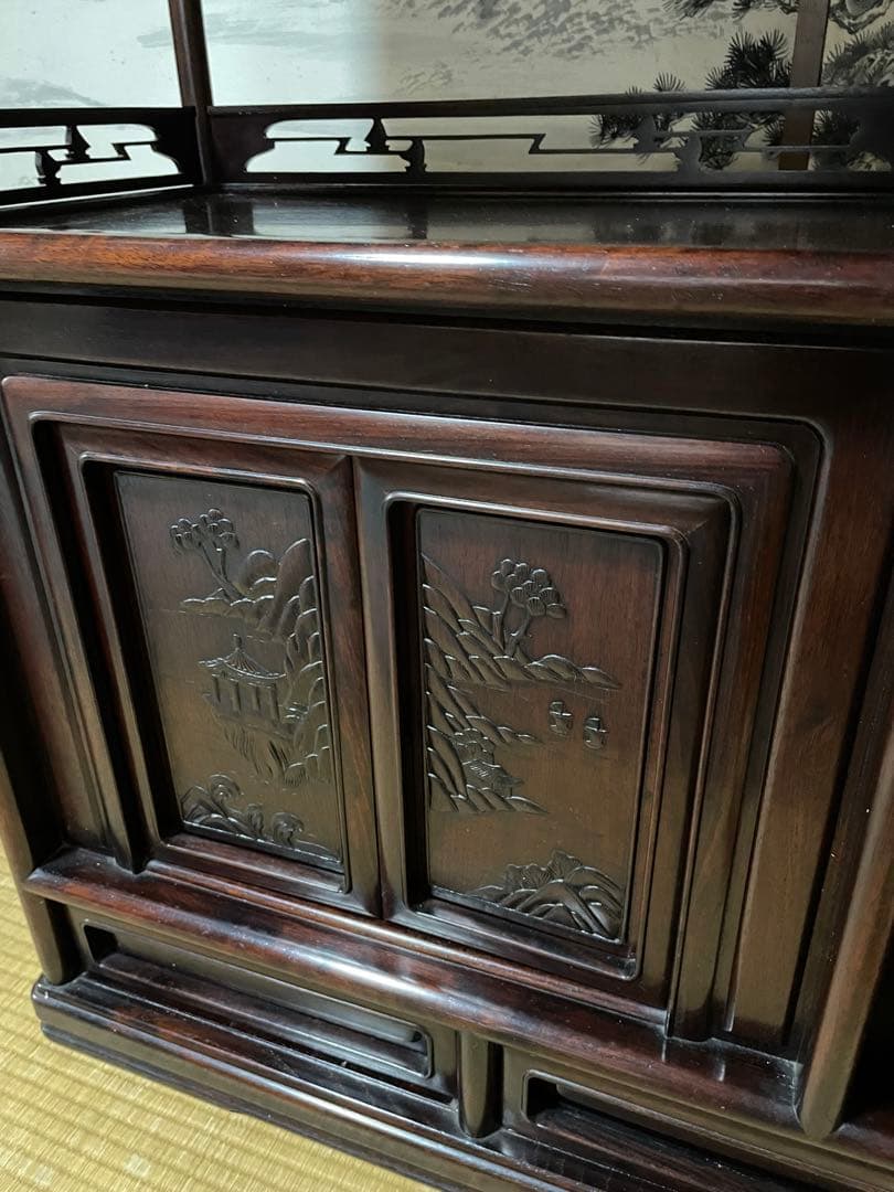 茶棚アンティーク家具唐木花梨紫檀収納棚中国家具骨董品古美術品