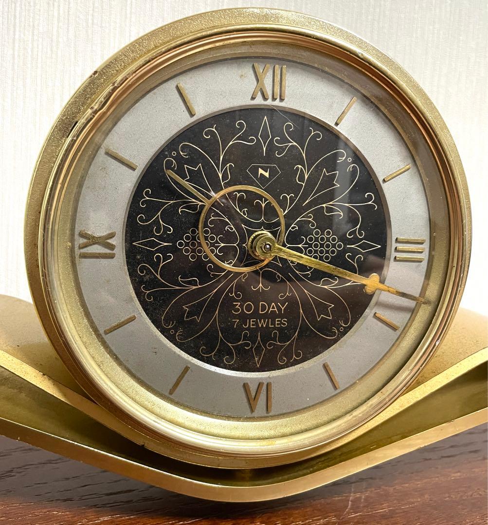 日本美術時計 Nマーク 置時計 ゼンマイ式 ヴィンテージ アンティーク