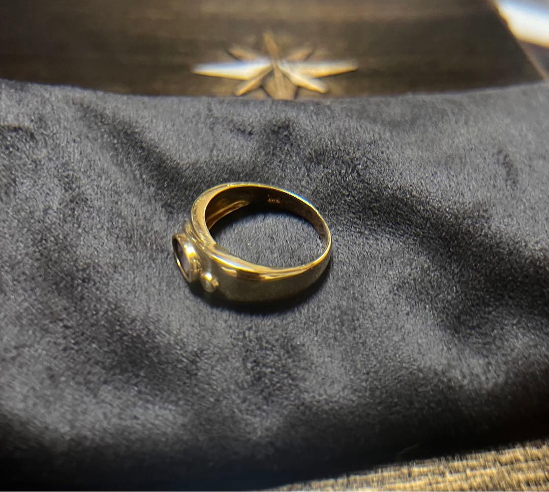 18金リング　アメジスト　メレダイヤ