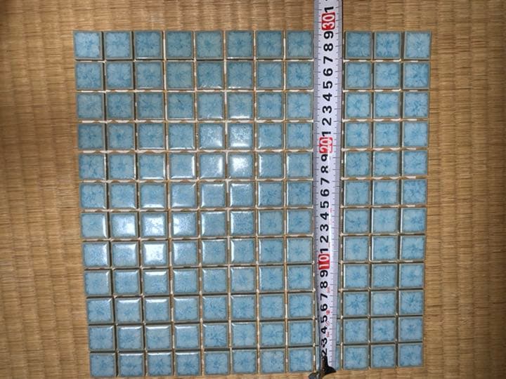 モザイクタイル 水色 陶器 25センチ角シート 22枚