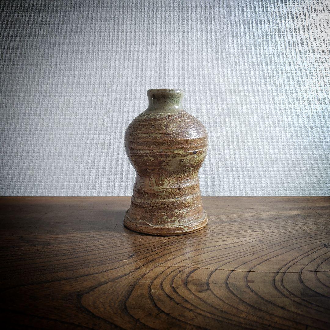 花瓶 花器 徳利 作家物 在銘 ろくろ目 フラワーベース 一輪挿し
