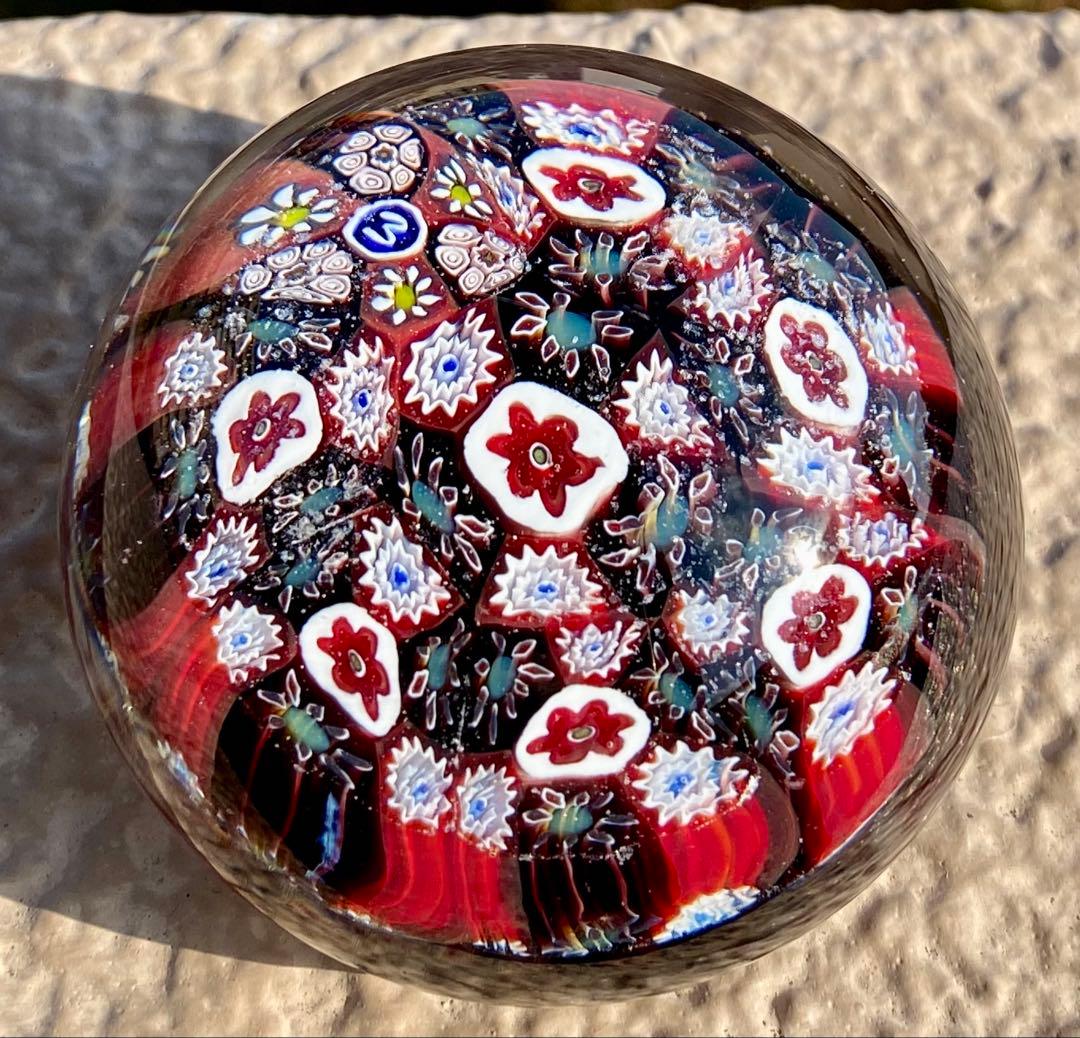 ベネチアングラス ムラノ ガラスペーパーウェイト ミルフィオリ 文鎮