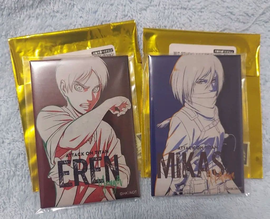 進撃の巨人 WITSTUDIO スクエア缶バッジ エレン ミカサ キャラクターグッズ