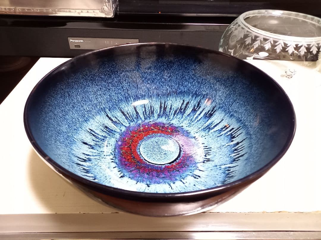 和物 和モダン 釉薬 希少 赤目 天目 陶器 大鉢 メダカ鉢 金魚鉢