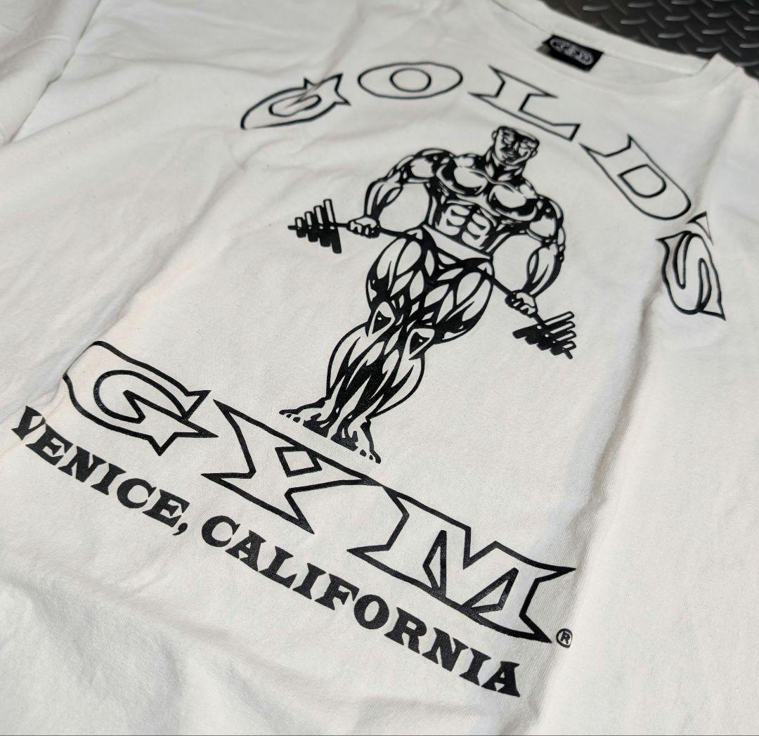 White GOLD'SGYMTシャツホワイトXXL（2X）ベニスビーチUSA製筋トレBIG