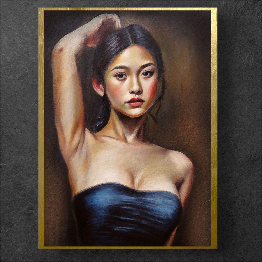 板絵 油彩 女性の肖像 作者不詳 / 人物画 油絵 板絵 油彩 女性の 人物