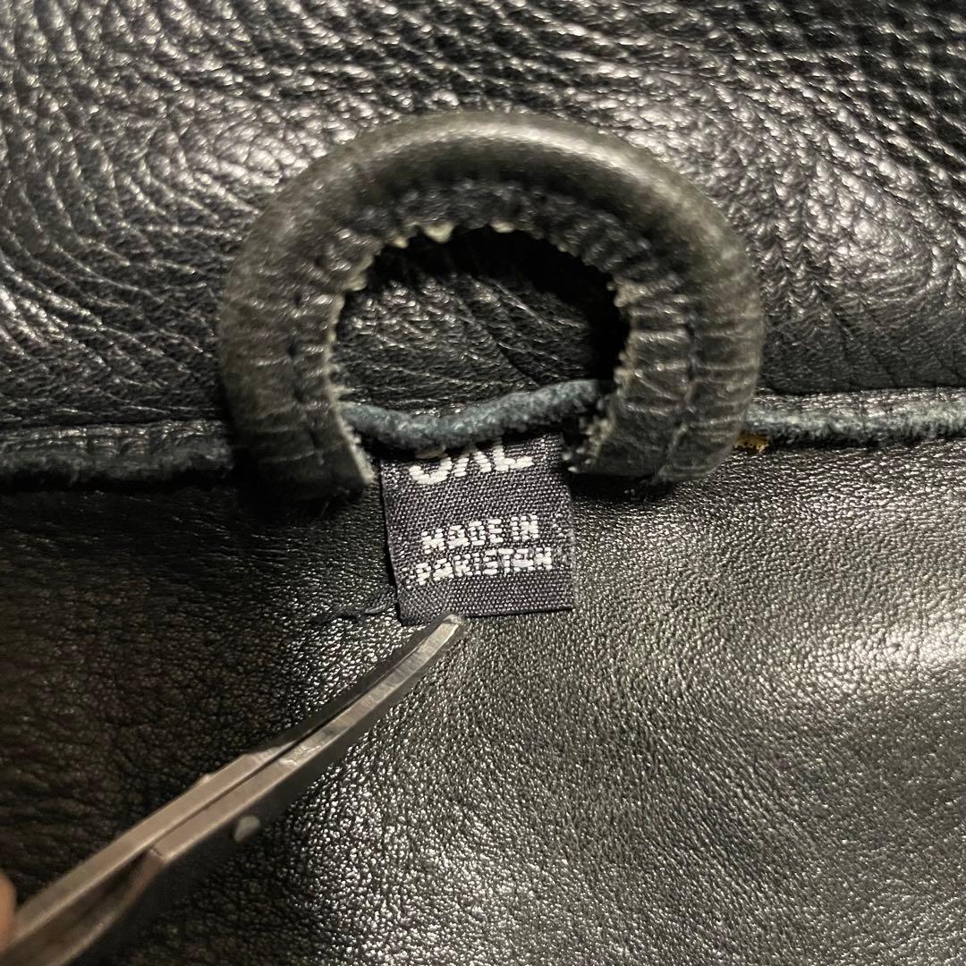 超大きいサイズ×本革】リアルレザーシングルライダースジャケット USA 黒4L