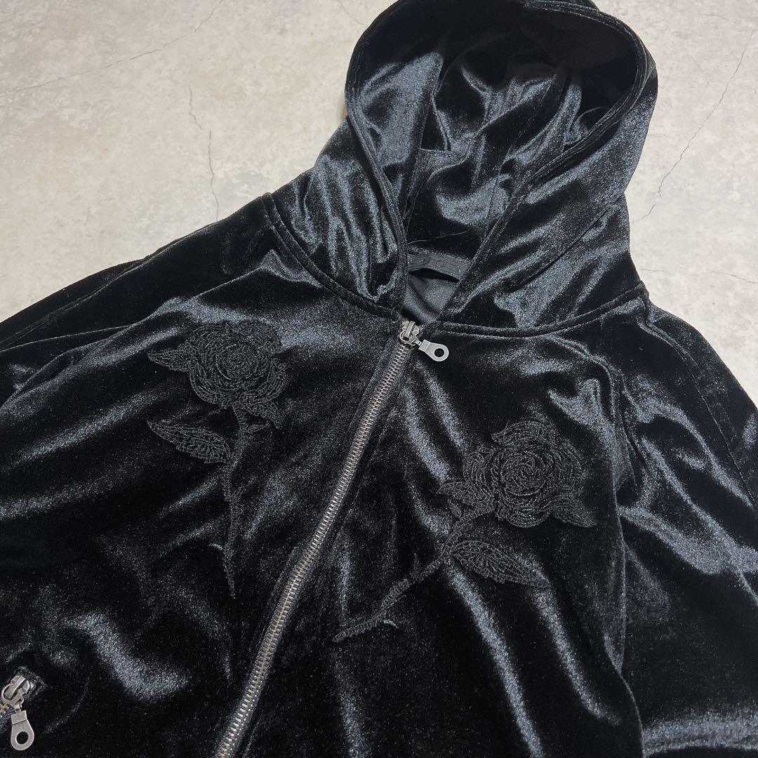 FUGA MARIA刺繍　ベロアパーカー　ラインストーン