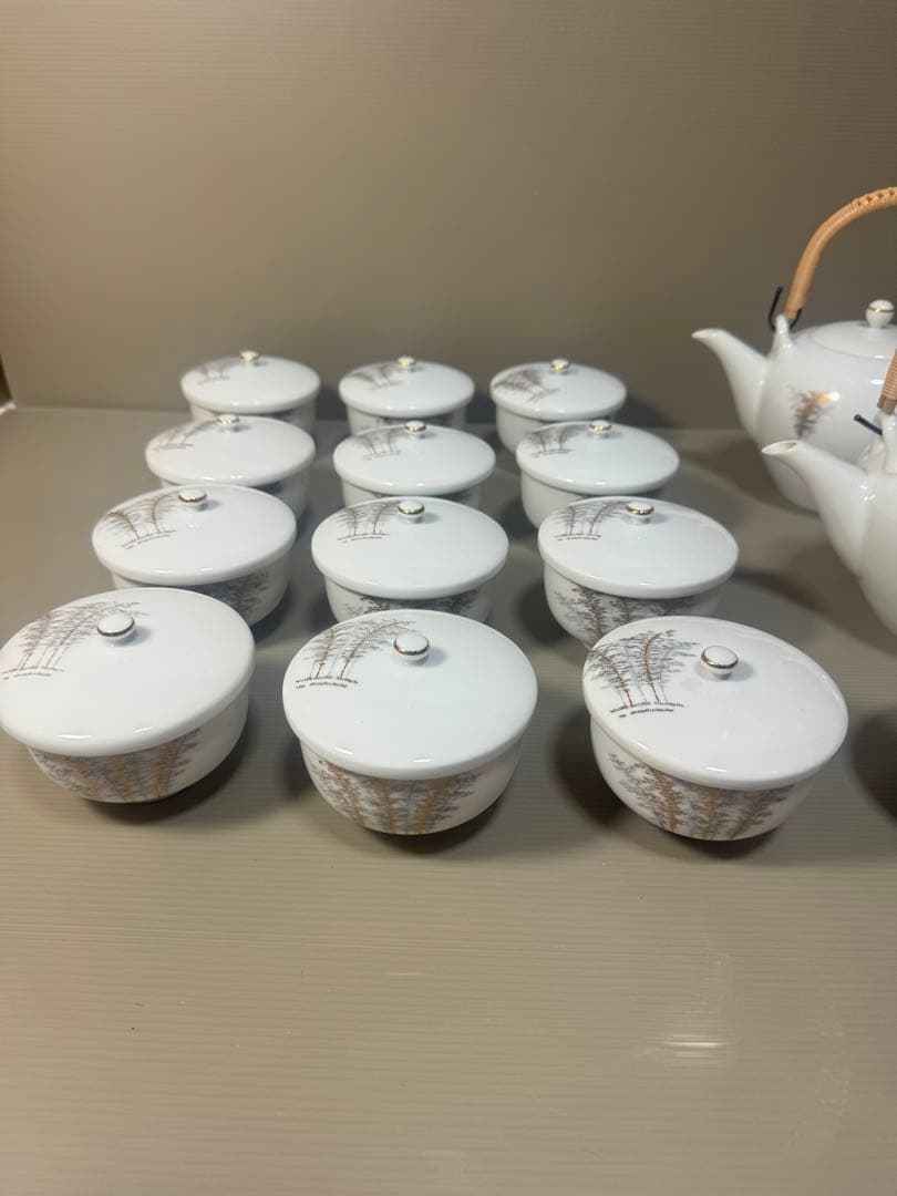 2301 深川製磁 茶器セット 急須2客 湯呑蓋付13客 茶器揃い