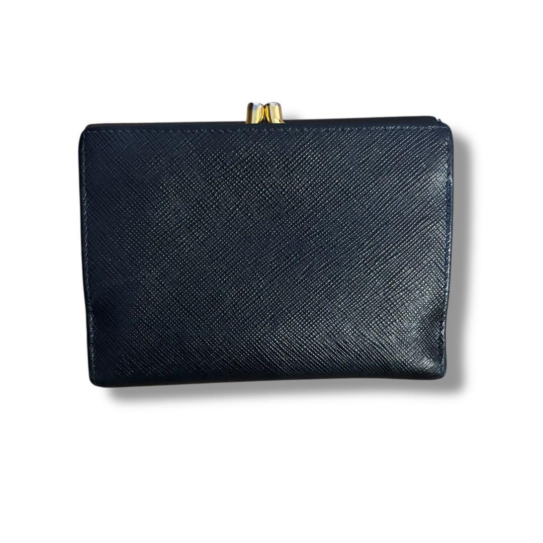 美品✨PRADA プラダ 財布 がま口 レザー 3つ折り ブラック 三角ロゴ
