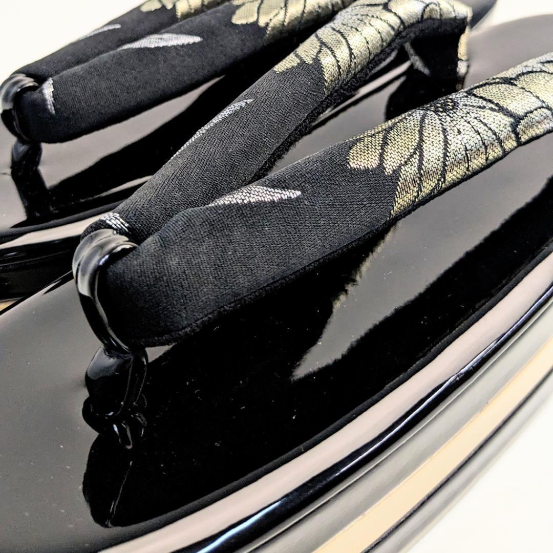 和装 草履バッグセット 帯地 黒×金 3枚芯 フリーサイズ k19-3