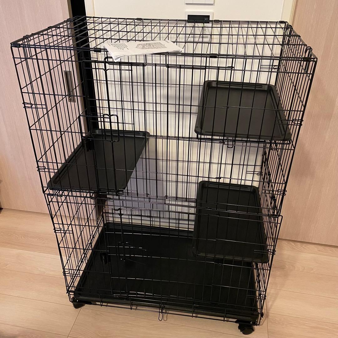 Amazonベーシック 猫ケージ キャットケージ 大型 3段 折り畳み