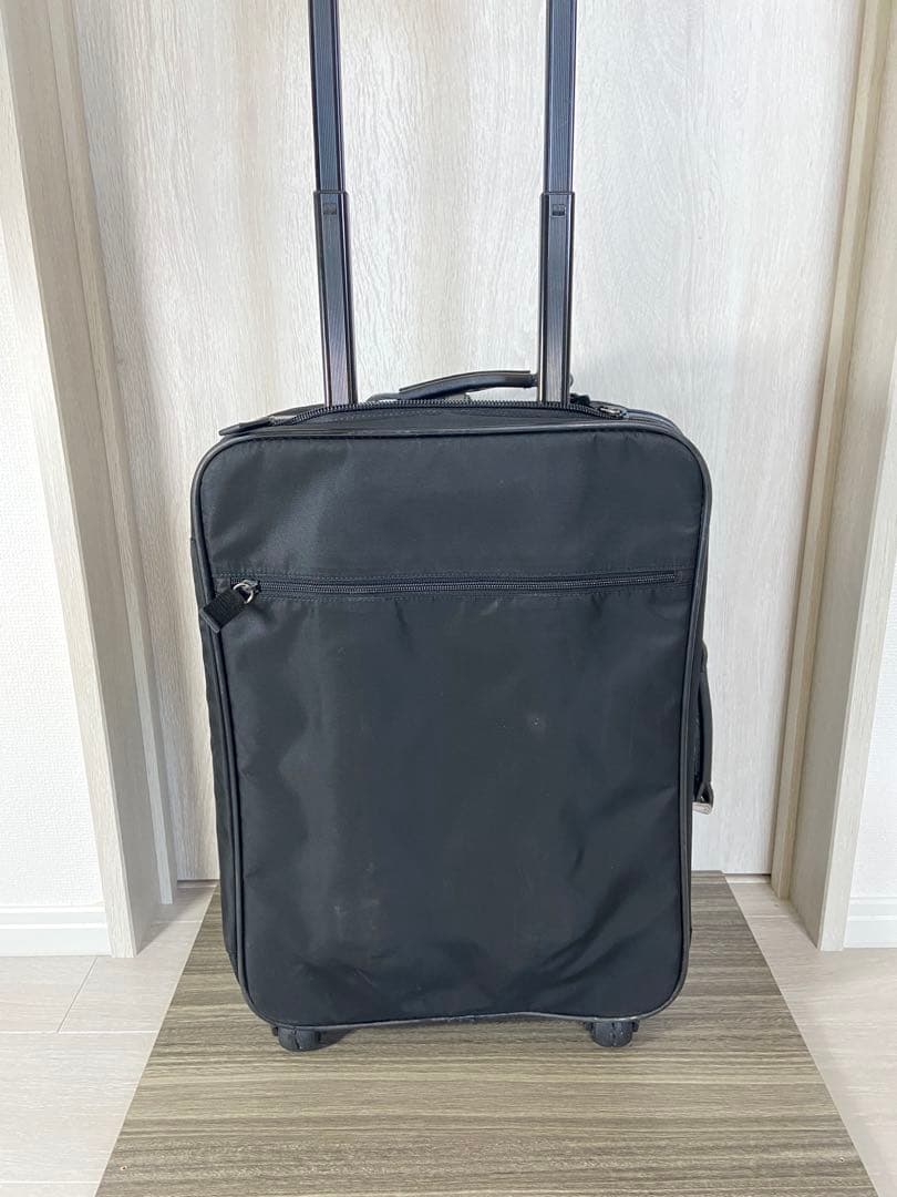 PRADA スーツケース ナイロン 三角ロゴプレート キャリーケース 黒 レザー