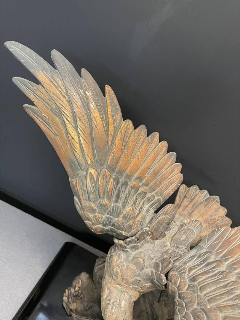 最終値下まごころ堂銅器の鷹銅製置物5783