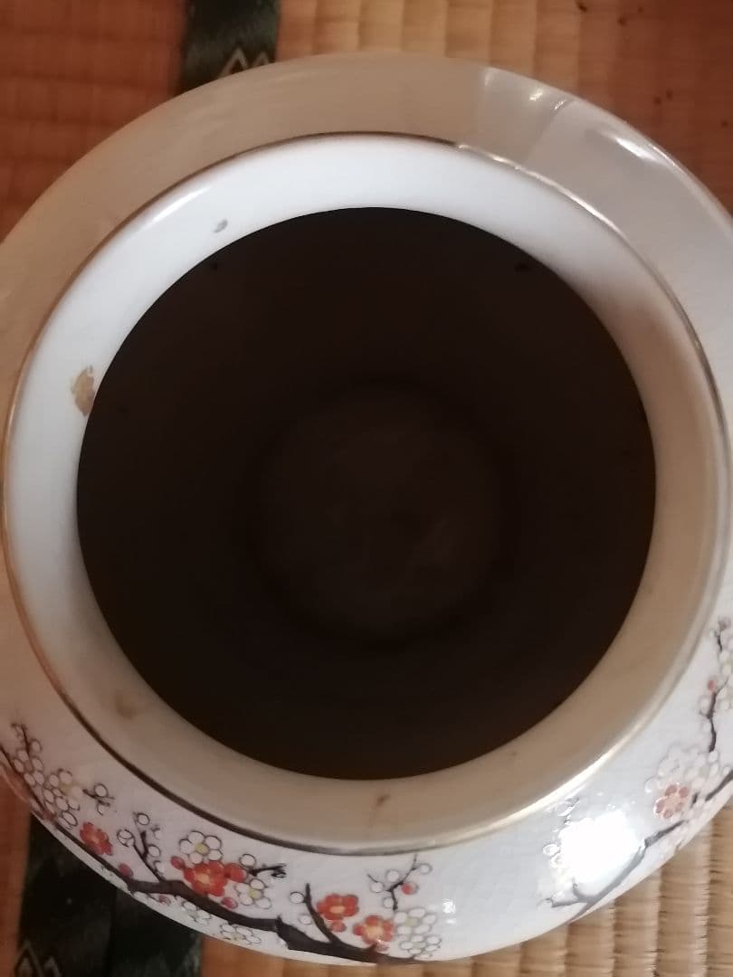 九谷焼 清峰作 花鳥柄 花瓶 牡丹