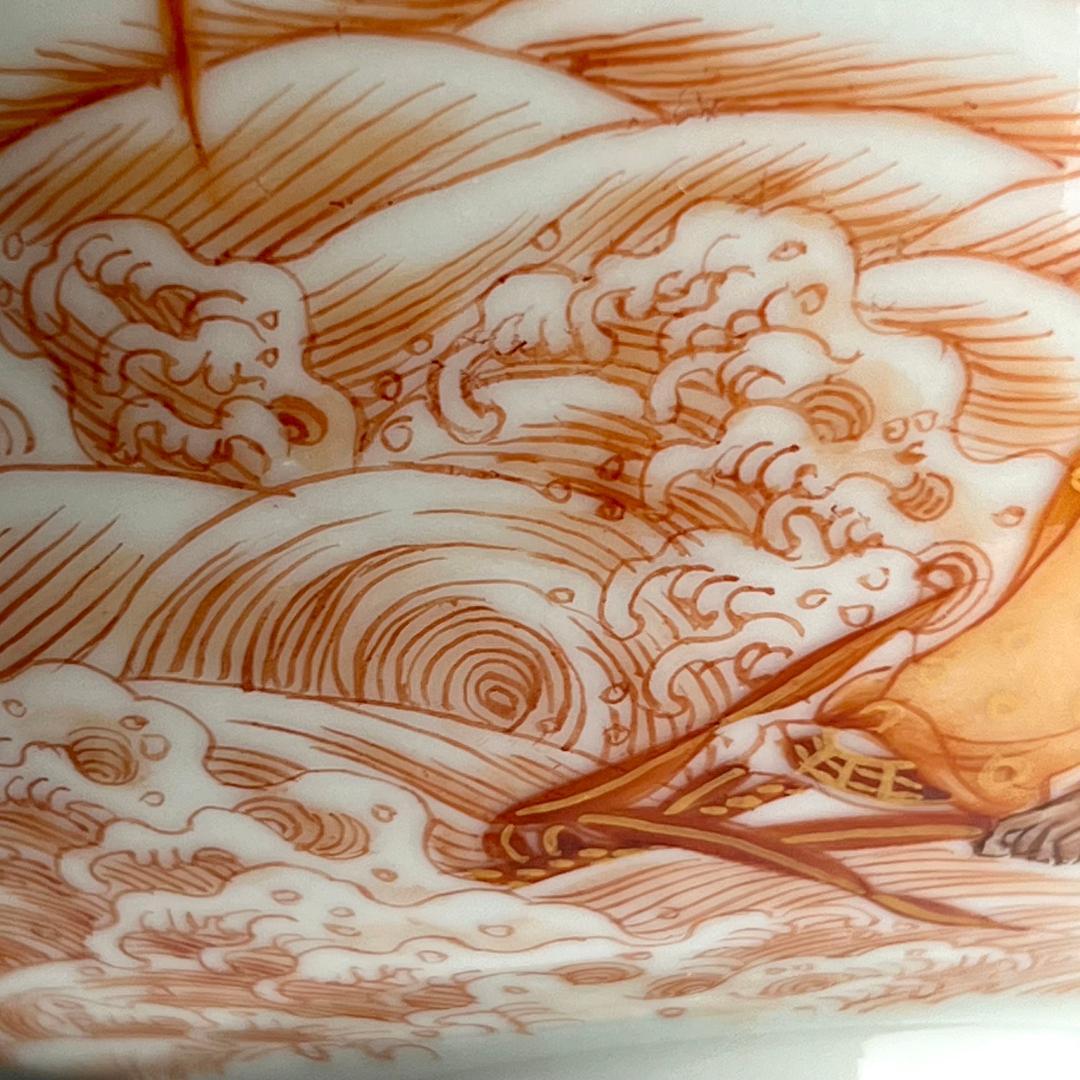 礬紅海水蝙蝠紋碗 大清乾隆年製 款 中国古玩 中国美術 A832の通販はau