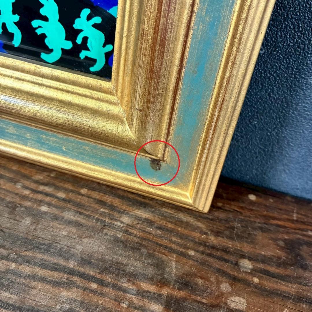 柚木沙弥郎「つきよのおんがくかい」ガラス絵 肉筆 直筆サイン入 共