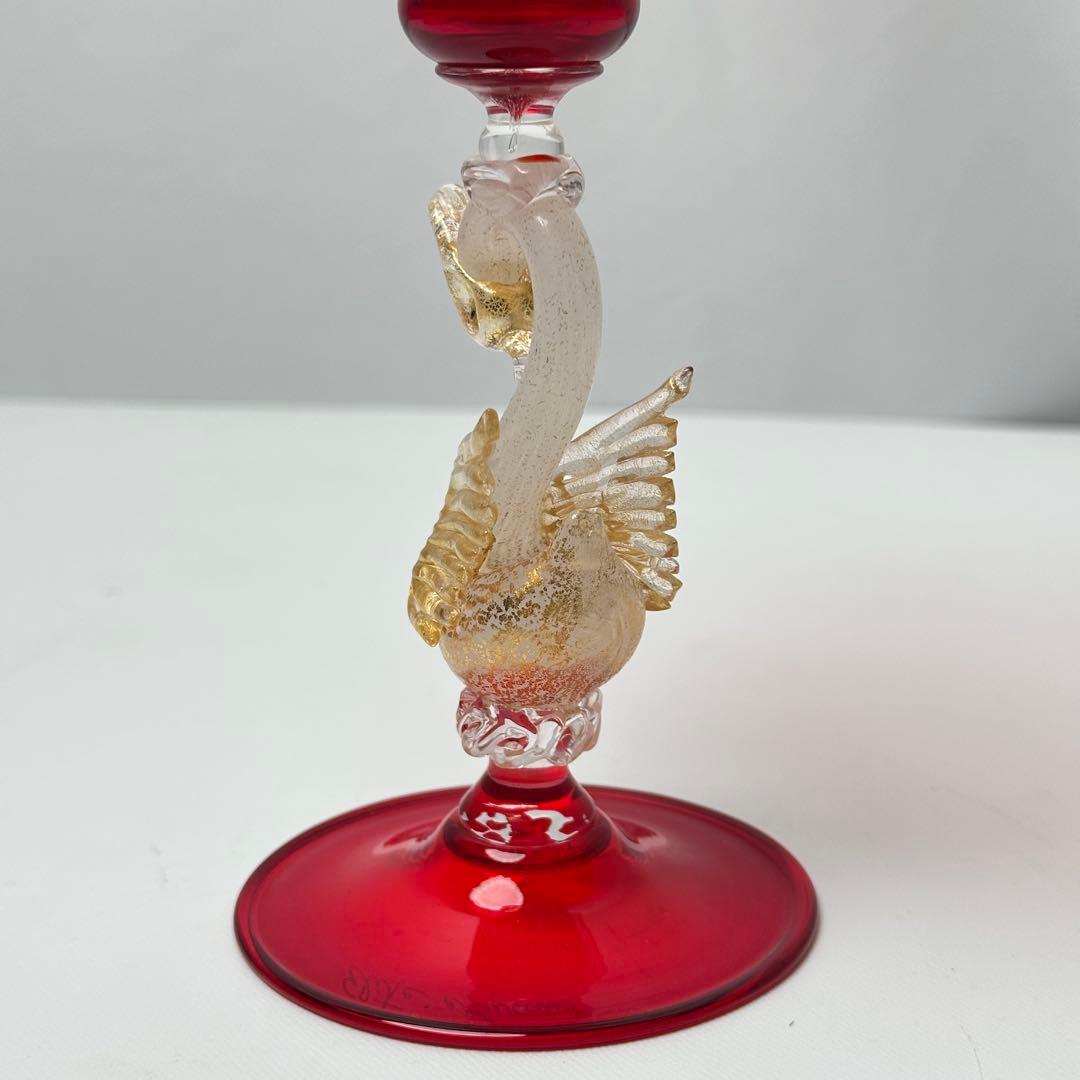 超希少】Elite Mrano ヴェネチアンガラス ムラーノガラス 金彩 白鳥