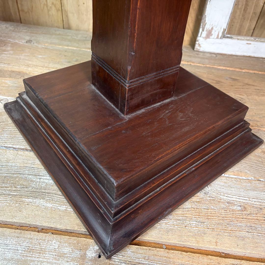 インドネシアアンティークビンテージ年代物特大木製丸テーブル飾り台置台