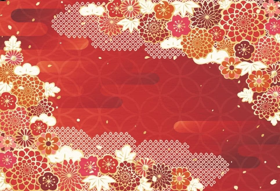 背景布【お正月F】サンプル 年賀状、ペット、子供撮影用 梅 和柄 門松