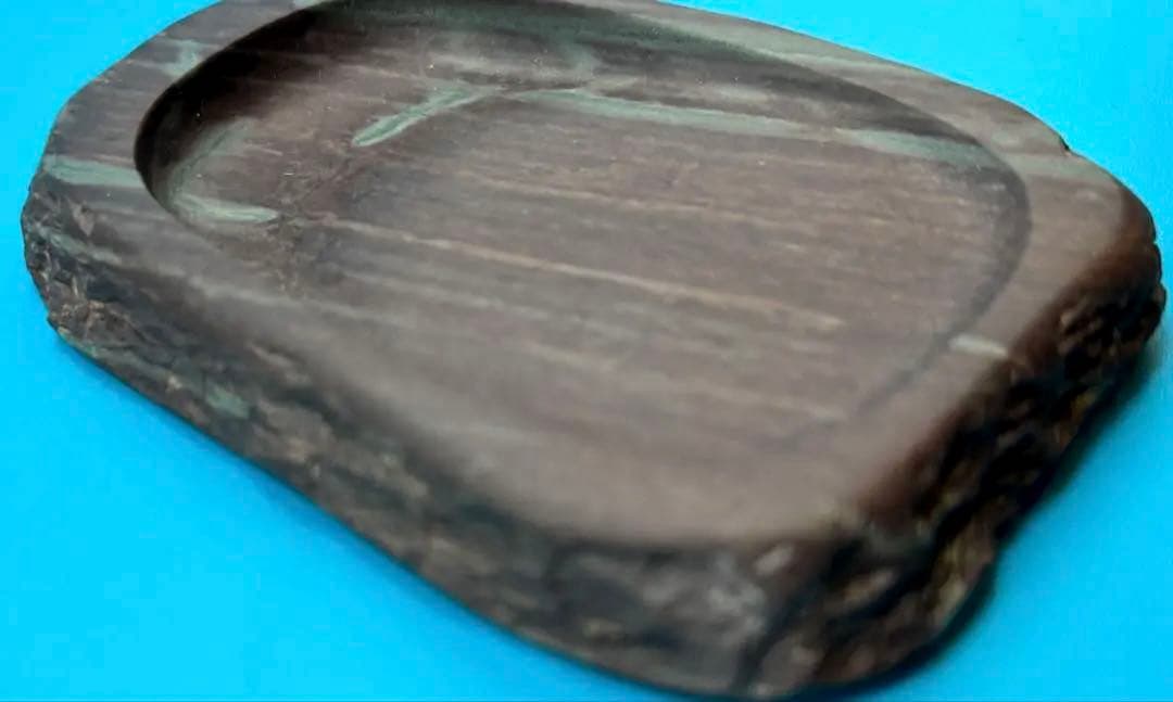 赤間硯 紫金石 下井百合昭 昭竜山作 共箱 栞付き 黄布