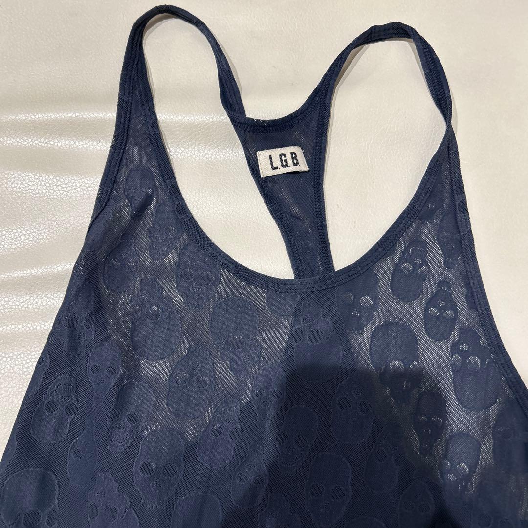 L.G.B. スカルパターン タンクトップ ネイビー