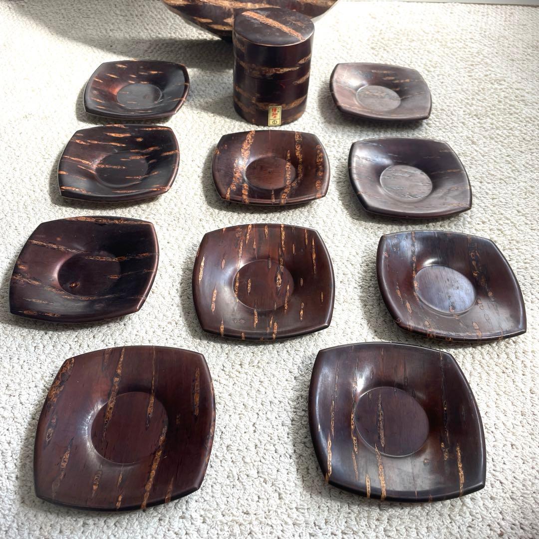 未使用樺細工 桜皮細工 茶道具12点セット十六角茶櫃 伝統工芸品 秋田
