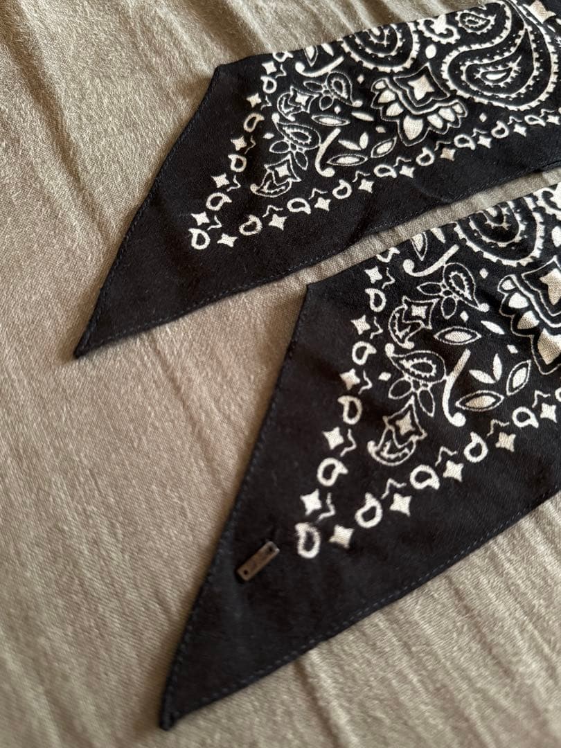 正規品本物 SAINT LAURENT サンローラン バンダナ スカーフ 黒