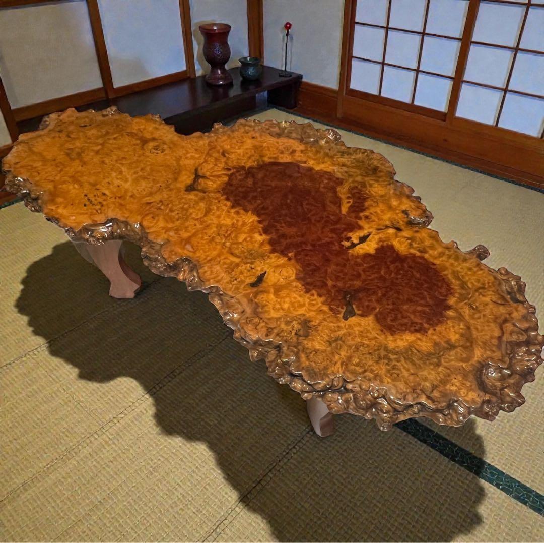 天然木 花梨 一枚板 輪切 瘤 瘤杢 玉杢 総無垢 花台 座卓 ローテーブル