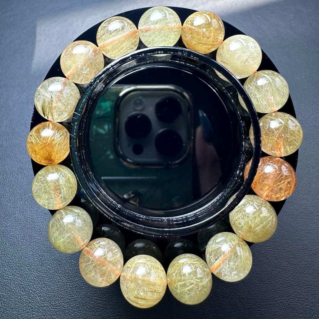 ✨ 大玉 針いっぱい ミックスルチルクォーツ ブレスレット 12mm 天然石