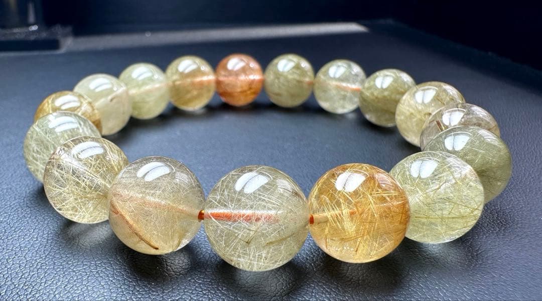 ✨ 大玉 針いっぱい ミックスルチルクォーツ ブレスレット 12mm 天然石