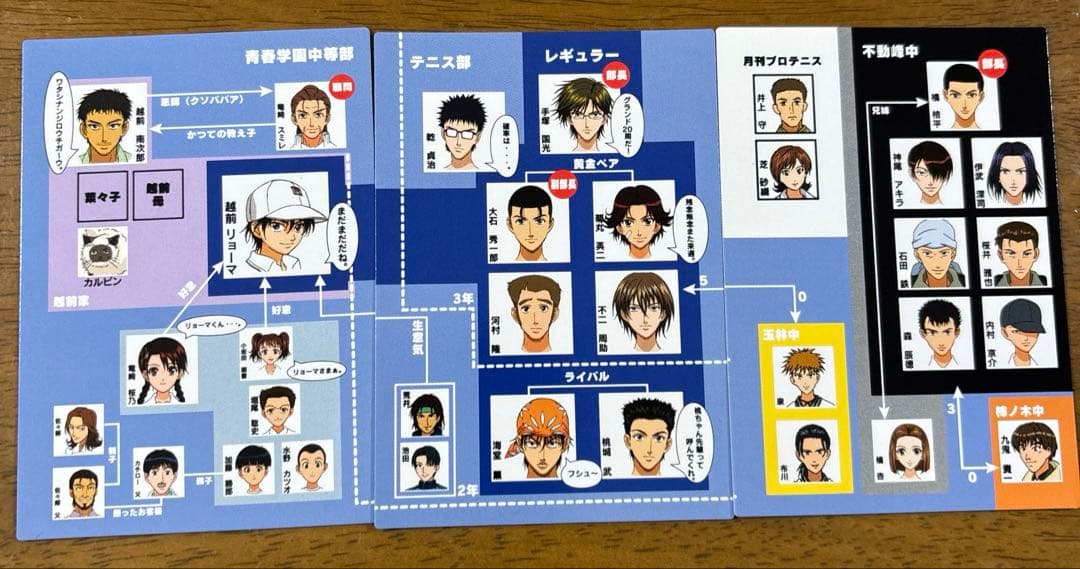 テニスの王子様 トレカ カード 相関図 青学 不動峰 3枚セット - メルカリ