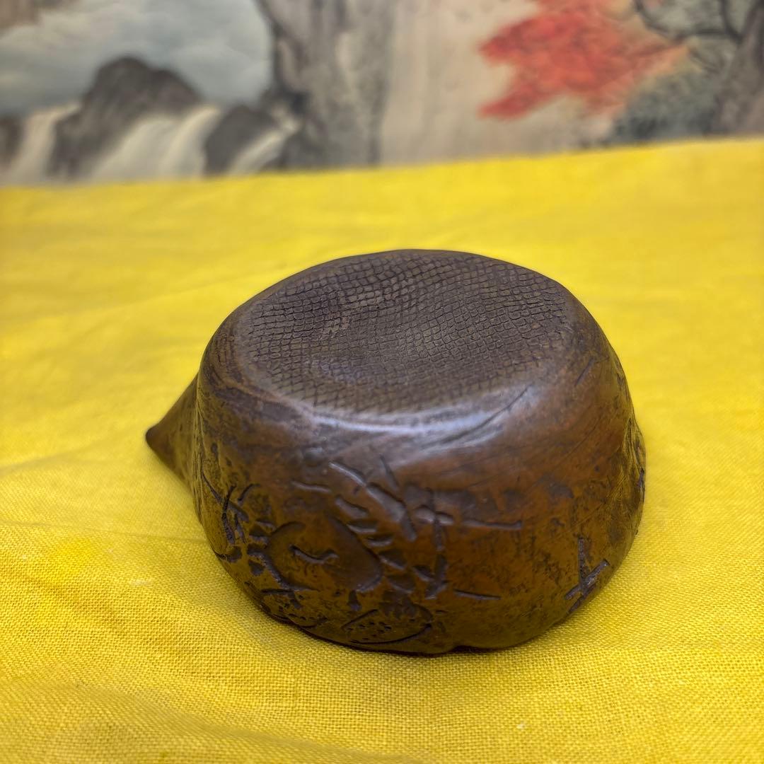 萬古焼　蟹図　漢詩文 急須　細工　古美術