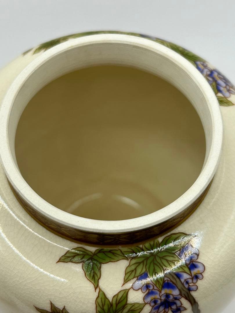 京薩摩　花鳥紋　蓋付壺　茶道具　送料込み0823
