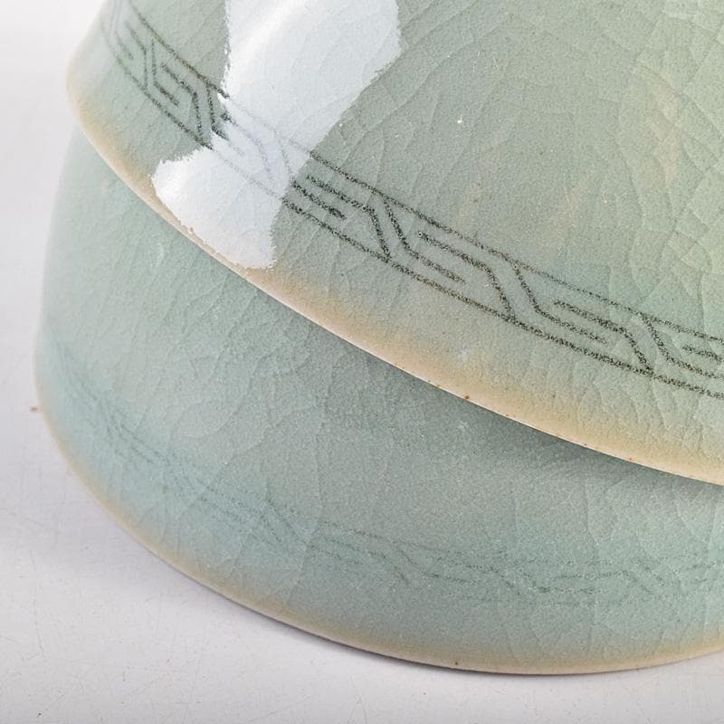 茶道具 石山窯 梁金錫作 高麗青磁 茶碗 九客 共箱 M R8811B - メルカリ