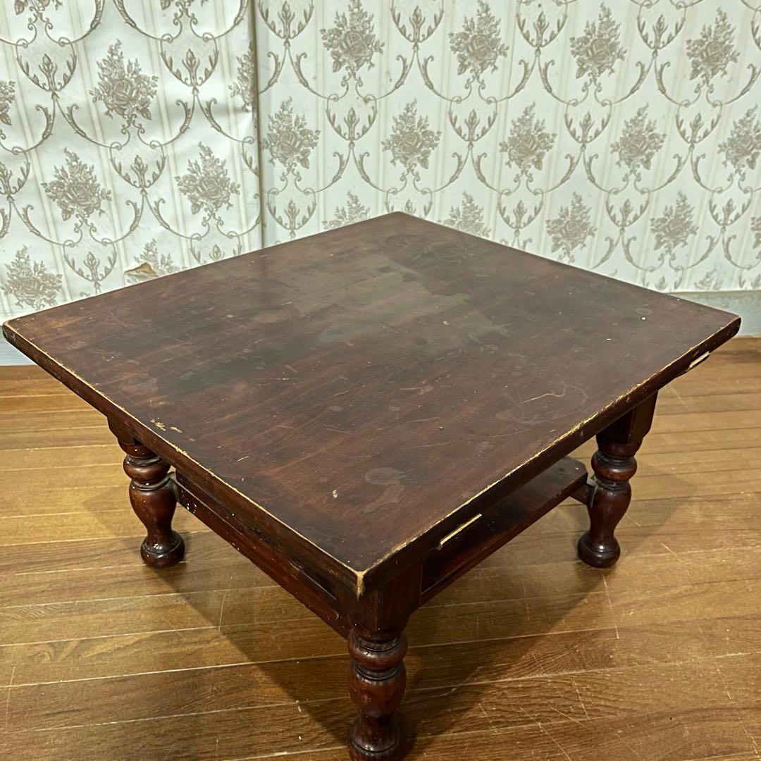 アンティーク】昭和レトロ 木製 ろくろ脚 ローテーブル 文机 座卓