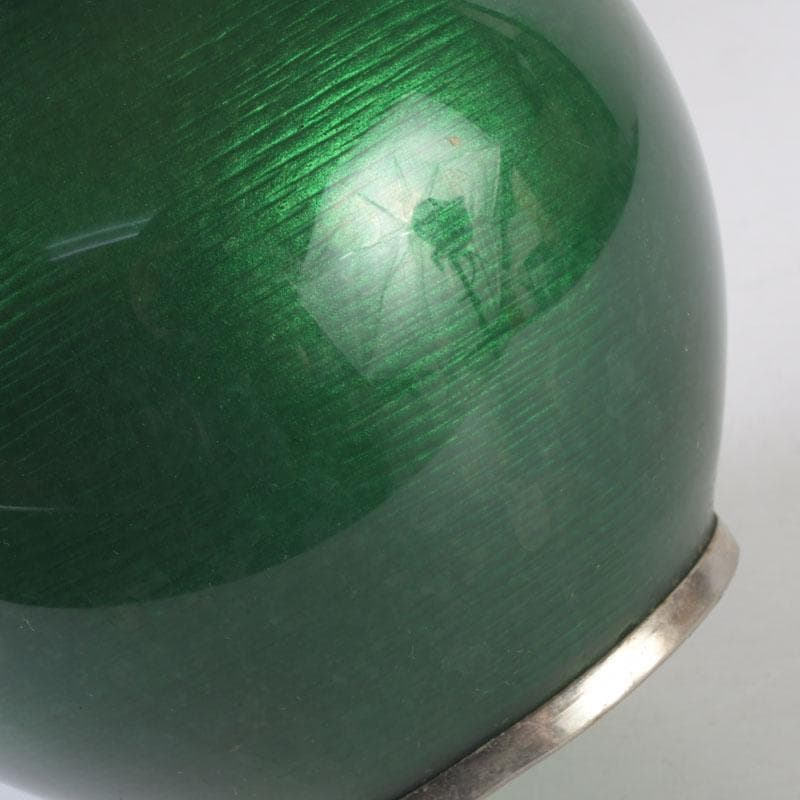 七宝焼 緑釉 松文 花瓶 共箱 V 9827 七宝焼 佐藤謨義作 水仙文