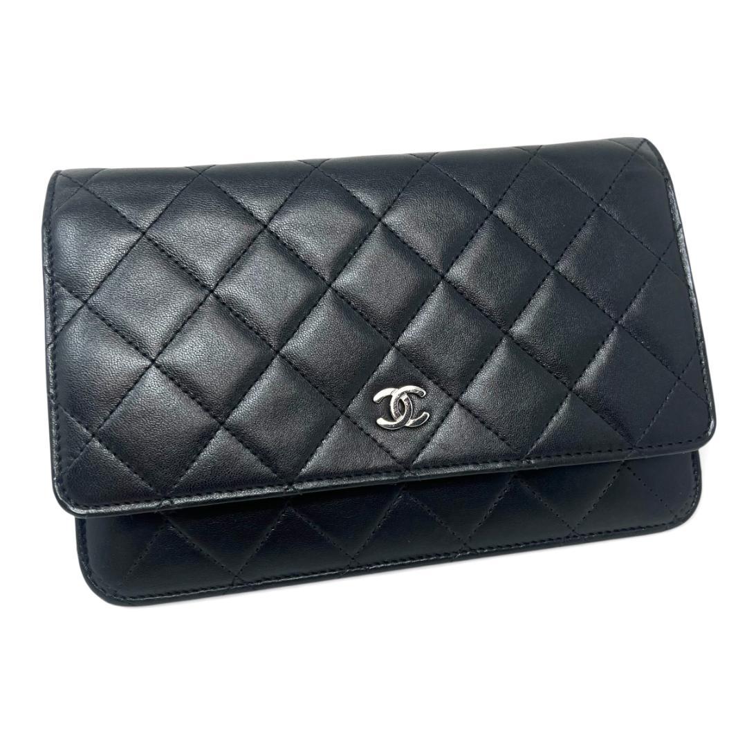 CHANEL シャネル ラムスキン マトラッセ チェーンウォレット 長財布