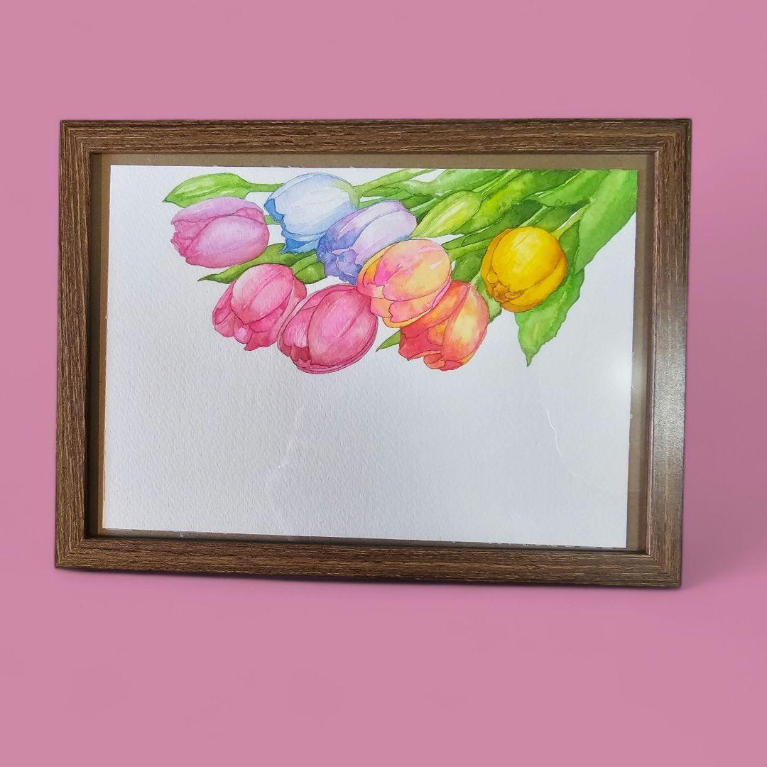 【原画販売】チューリップのブーケ　水彩画