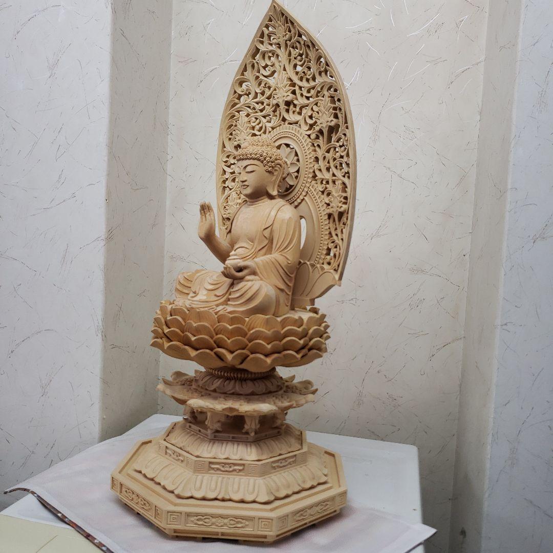 Bフライデー 仏像☆ヒバ材 薬師如来坐像6.0寸☆お薬師様 仏像