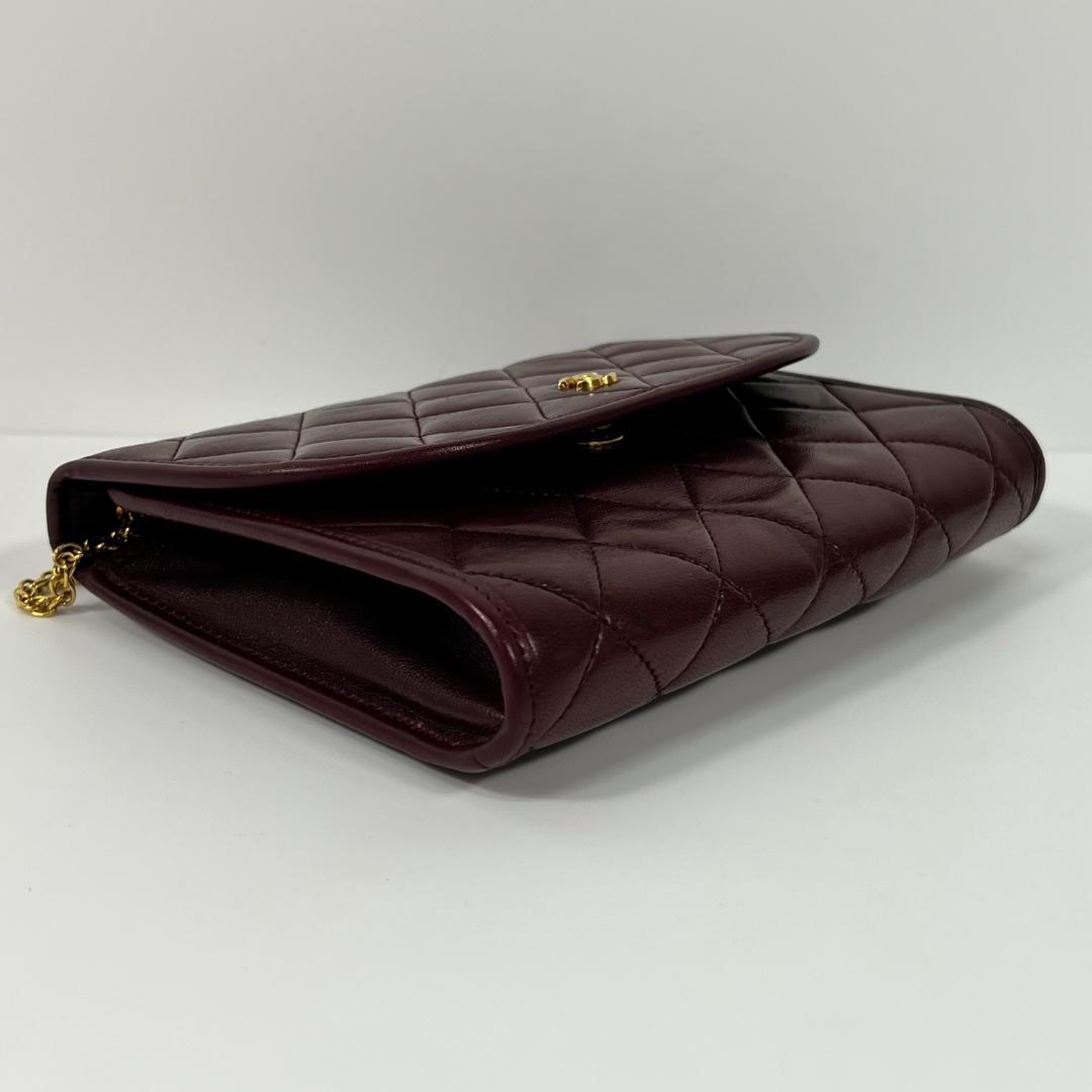 シャネル マトラッセ ショルダーバッグ 赤 ボルド ゴールド金具 MBZ083