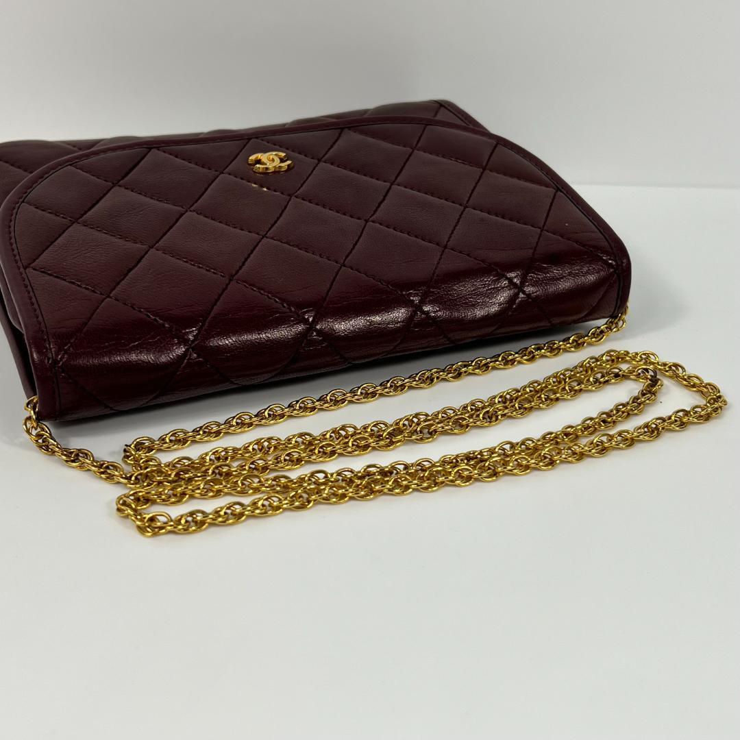 シャネル マトラッセ ショルダーバッグ 赤 ボルド ゴールド金具 MBZ083
