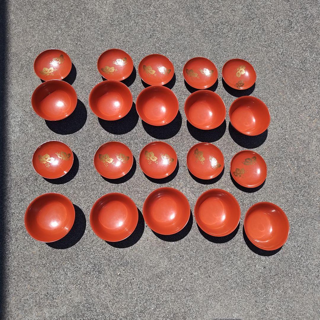 輪島塗　吸物椀　蓋付　朱塗　桐模樣　今百　10個