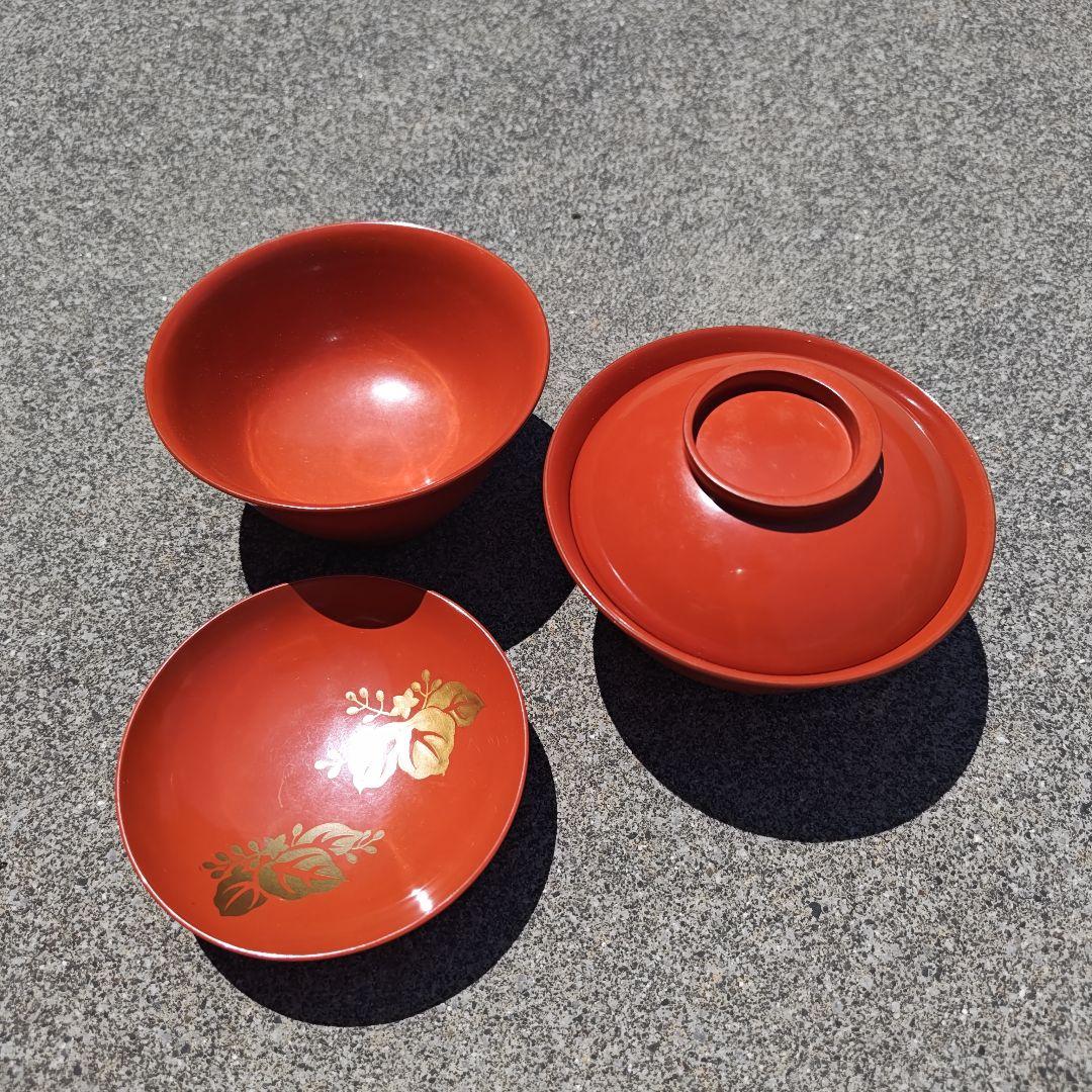 輪島塗　吸物椀　蓋付　朱塗　桐模樣　今百　10個