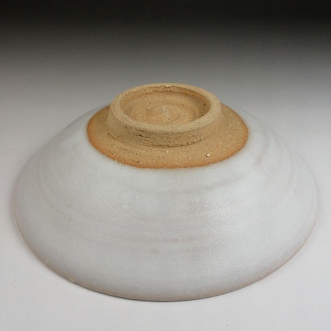 S955 茶碗 『白釉 平茶碗』『北村暢男 作』 共箱 抹茶碗 茶道具